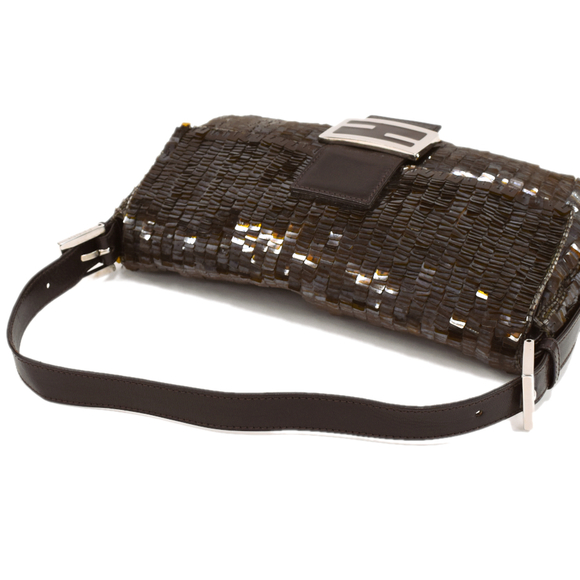 Fendi Mamma Bucket Bag Sequin Leather Brown - Picture 7 of 9